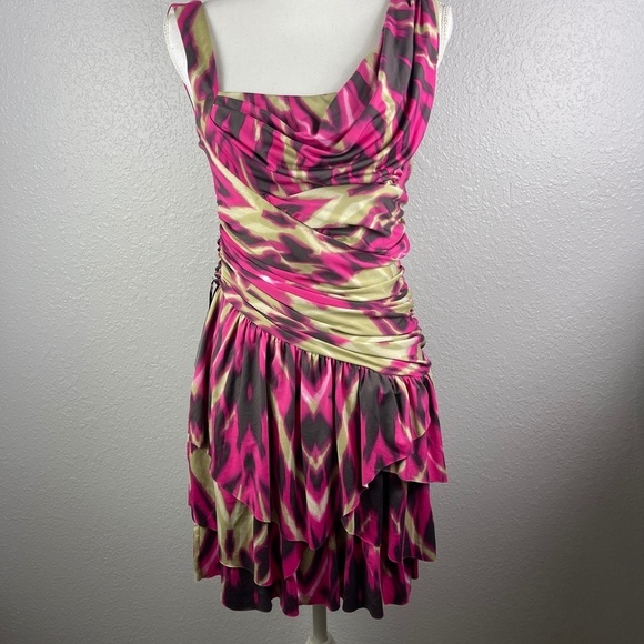 NWT BEBE  IKAT print drape dress Medium - Picture 2 of 10